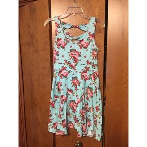 Teal and pink floral dress